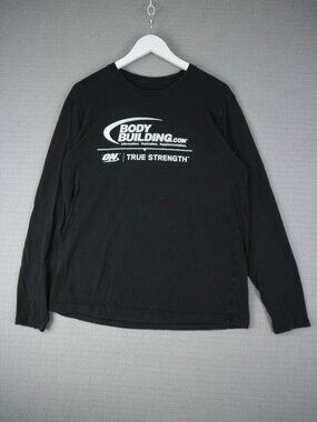 Vintage bodybuilding Cotton Black Longsleeve Streetwear Large